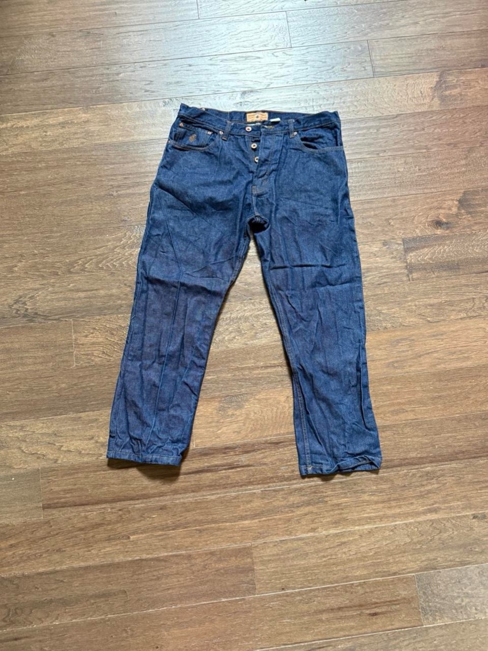 Y2K Rocawear Classic Men's Button-Fly Jeans in Dark Blue